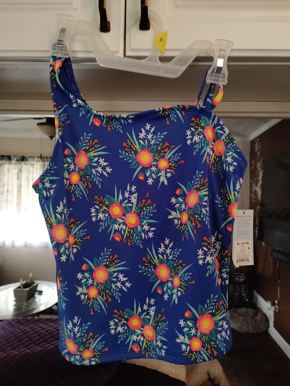 NWT Cat & Jack Girls Floral Tankini Swimsuit Top - XL (14/16) ​Brighten up